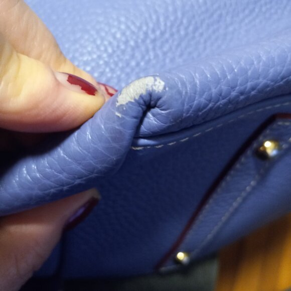 Dooney & Bourke Periwinkle Blue Leather Handbag Hobo Bag Purse Clasp - Picture 7 of 13